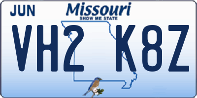 MO license plate VH2K8Z