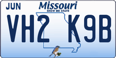 MO license plate VH2K9B