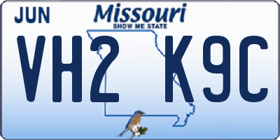 MO license plate VH2K9C