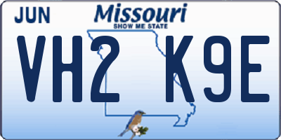 MO license plate VH2K9E