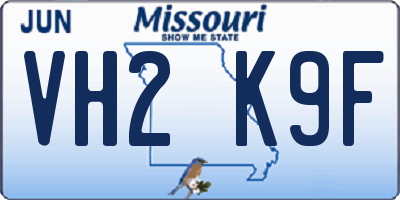 MO license plate VH2K9F