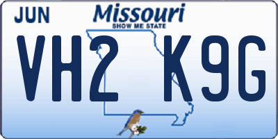 MO license plate VH2K9G