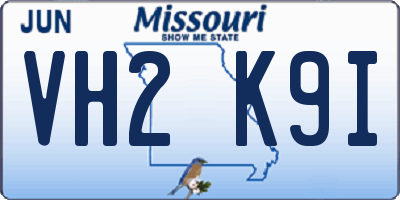 MO license plate VH2K9I