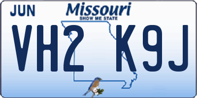 MO license plate VH2K9J