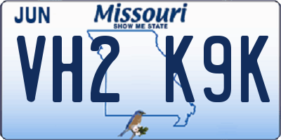 MO license plate VH2K9K