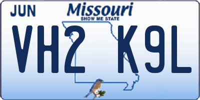 MO license plate VH2K9L