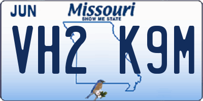 MO license plate VH2K9M