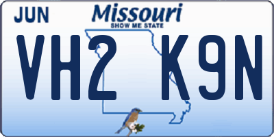 MO license plate VH2K9N