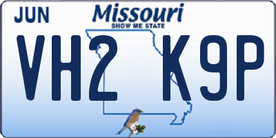 MO license plate VH2K9P