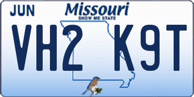 MO license plate VH2K9T