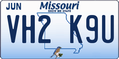 MO license plate VH2K9U