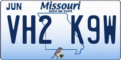 MO license plate VH2K9W