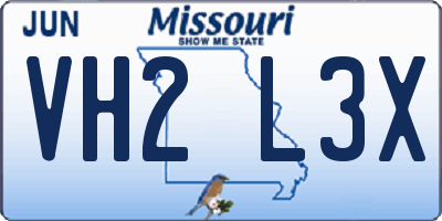 MO license plate VH2L3X