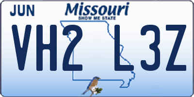 MO license plate VH2L3Z