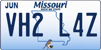 MO license plate VH2L4Z