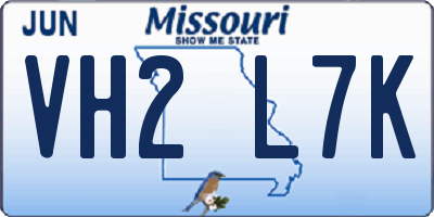 MO license plate VH2L7K