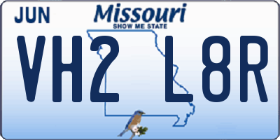 MO license plate VH2L8R