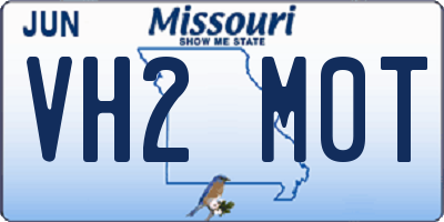 MO license plate VH2M0T