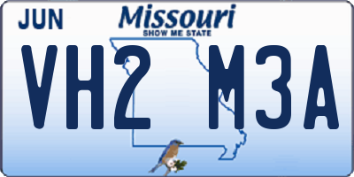 MO license plate VH2M3A