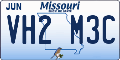 MO license plate VH2M3C