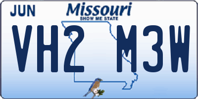 MO license plate VH2M3W