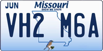 MO license plate VH2M6A