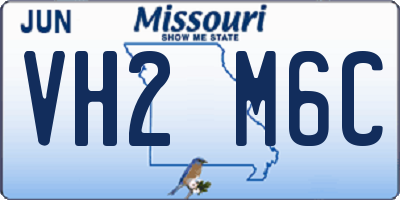 MO license plate VH2M6C