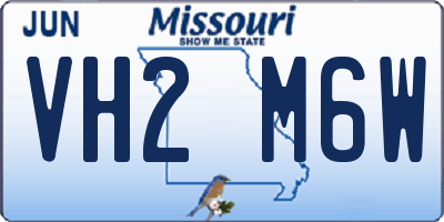 MO license plate VH2M6W