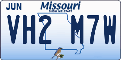 MO license plate VH2M7W