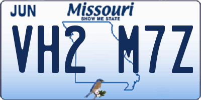 MO license plate VH2M7Z