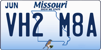 MO license plate VH2M8A