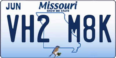 MO license plate VH2M8K