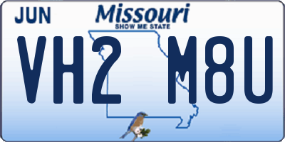 MO license plate VH2M8U
