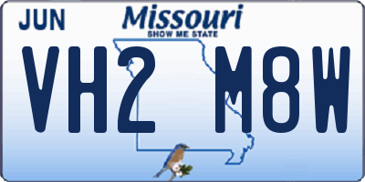 MO license plate VH2M8W