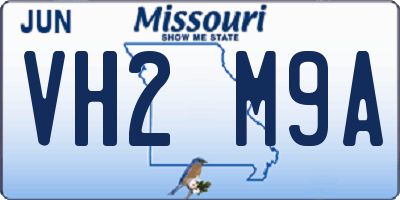 MO license plate VH2M9A