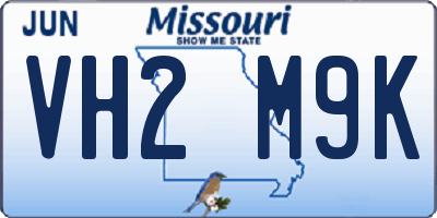 MO license plate VH2M9K