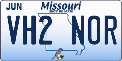 MO license plate VH2N0R