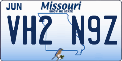 MO license plate VH2N9Z