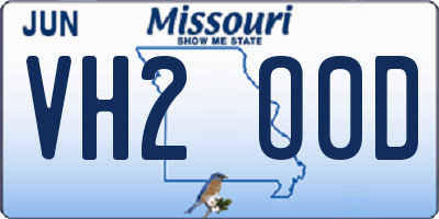 MO license plate VH2O0D