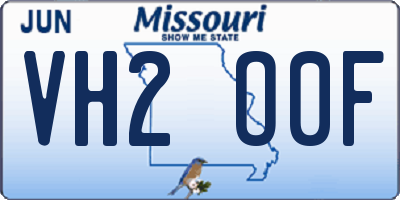 MO license plate VH2O0F