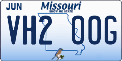 MO license plate VH2O0G