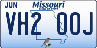 MO license plate VH2O0J