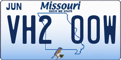 MO license plate VH2O0W