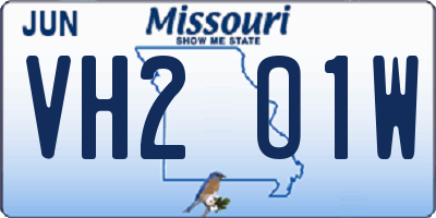 MO license plate VH2O1W
