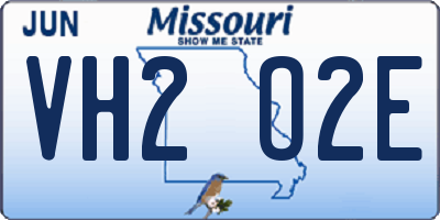 MO license plate VH2O2E