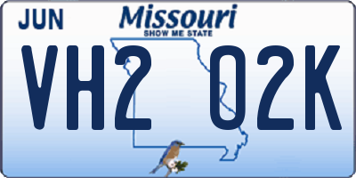 MO license plate VH2O2K