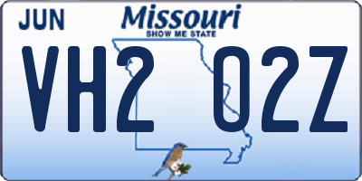 MO license plate VH2O2Z