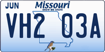 MO license plate VH2O3A