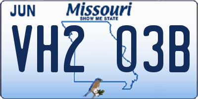 MO license plate VH2O3B