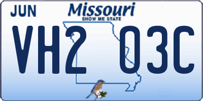 MO license plate VH2O3C